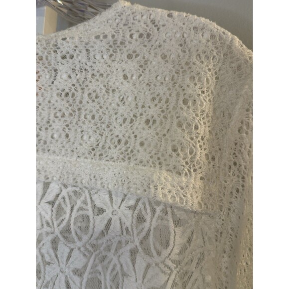 Ruby Rd. Women’s 10 White Lace Zip Jacket Sheer Long Sleeve Drawstring Hem Boho - Picture 6 of 11